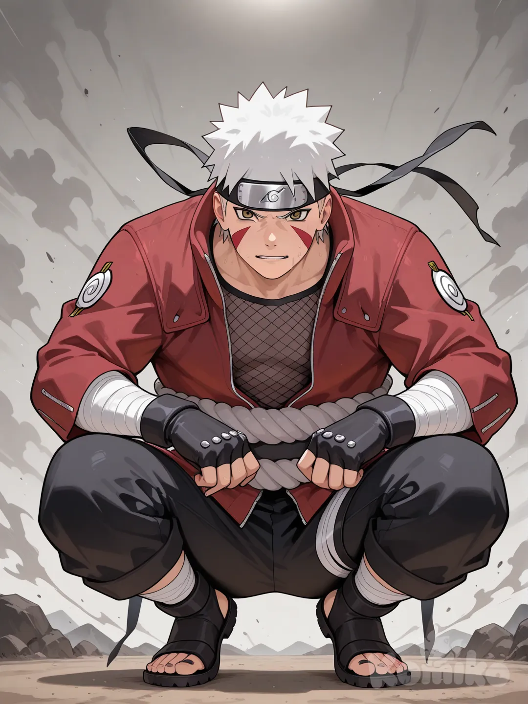 Naruto lutando contra um demonio