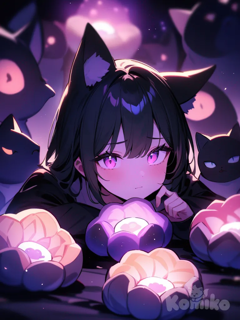 Geode cat, the night, cat glowing, very pretty cat