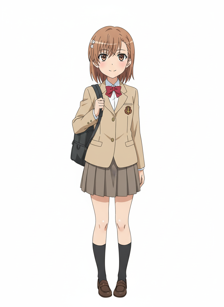 1girl, teenager, brown_eyes, fair_skin, single character, full body, looking at viewer, anime style, simple background, white background