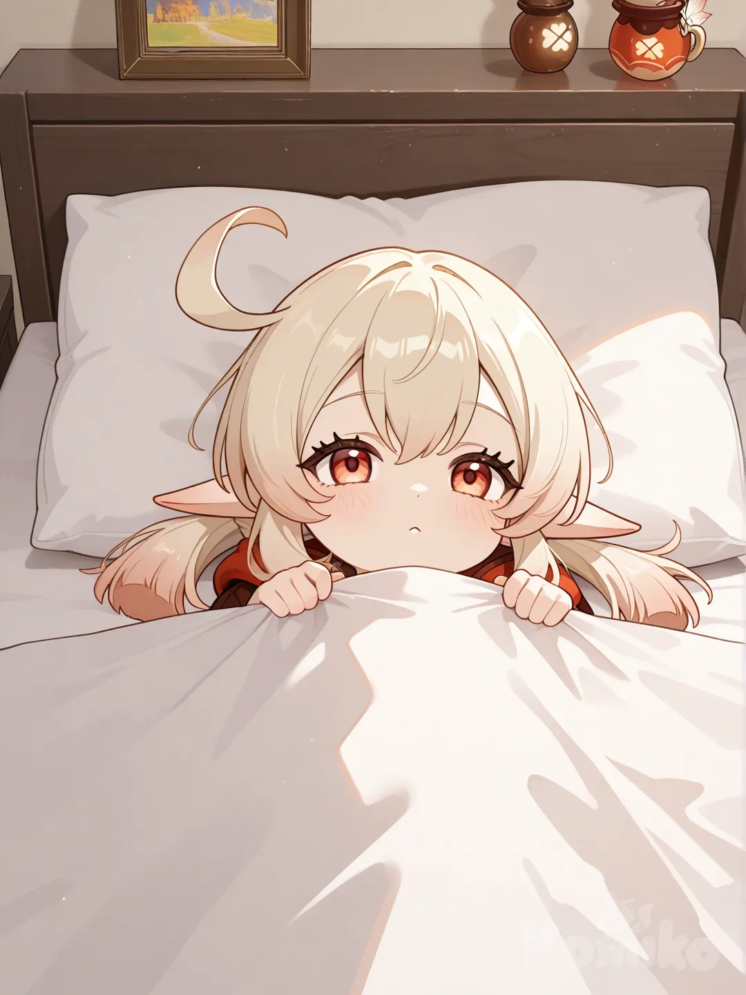 @Klee_(Genshin_Impact) lying on the bed