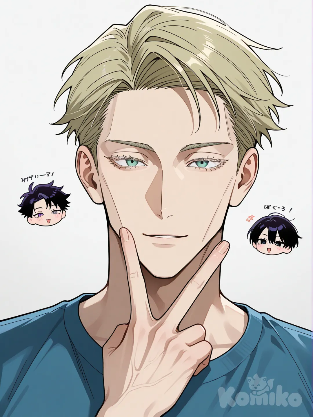 @Nanami_Kento, v sign, @Gojou_Satoru