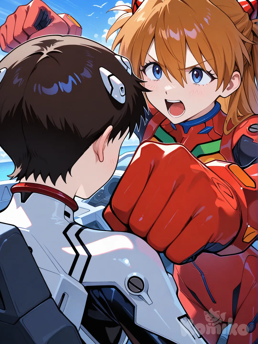 @Ikari_Shinji, @Souryuu_Asuka_Langley fight in evas