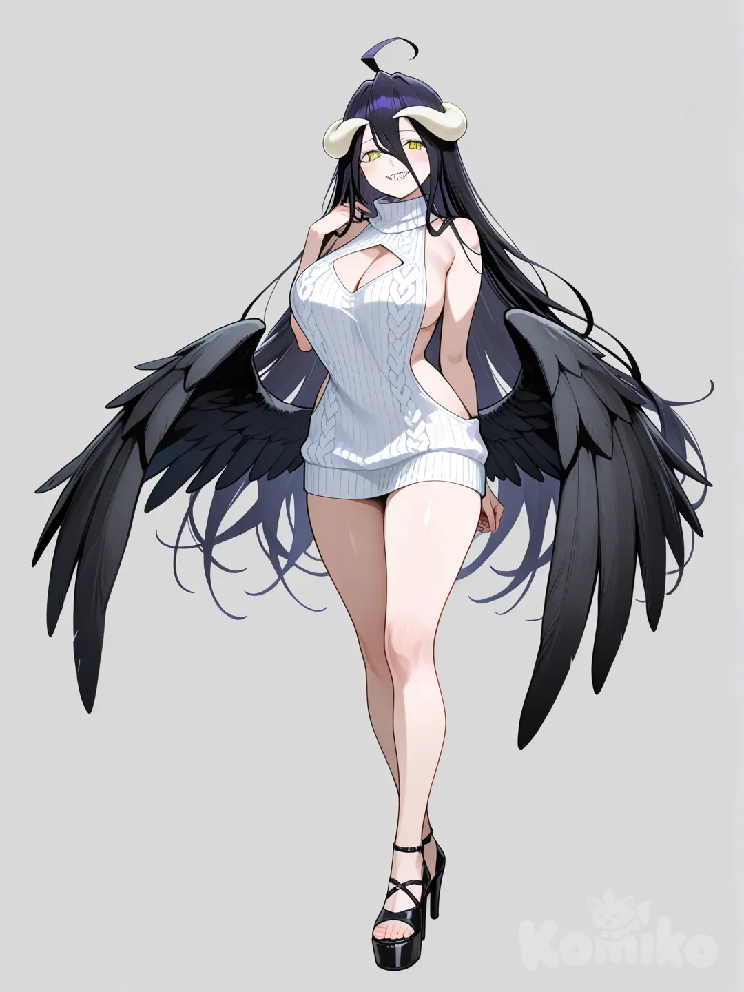 high heels, platform shoes, virgin killer outfit, albedo (overlord),
