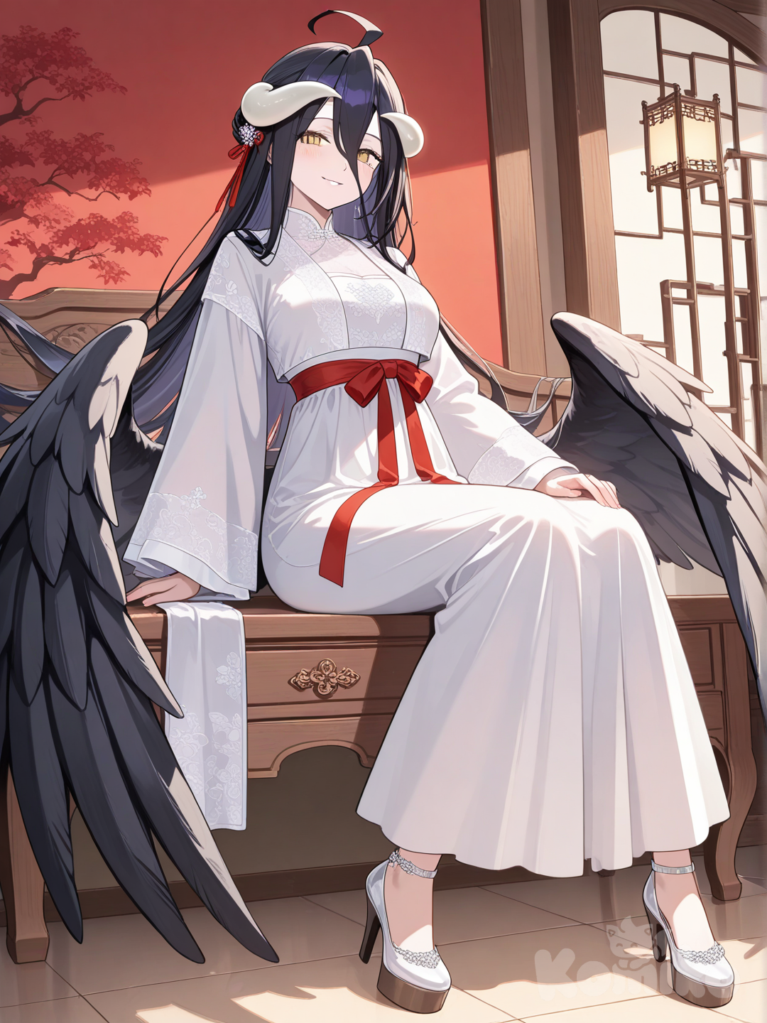 albedo (overlord), hanfu, dress shirt, platform hanfu