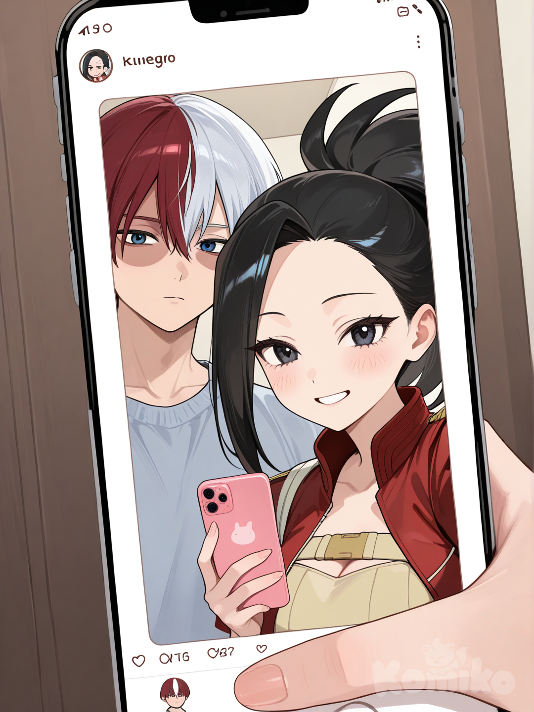 Shoto Todoroki con Momo Yaoyorozu