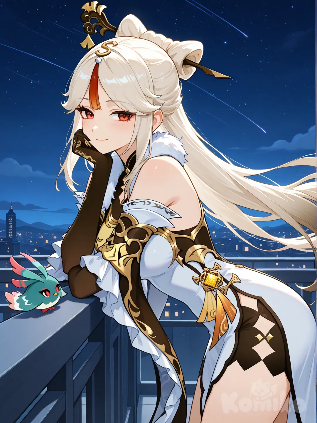 Enjoying night view with Ningguang