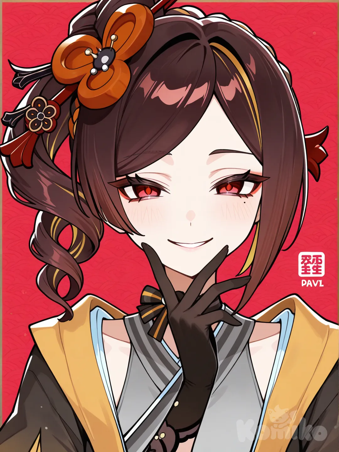 Chiori_(Genshin_Impact), evil smile