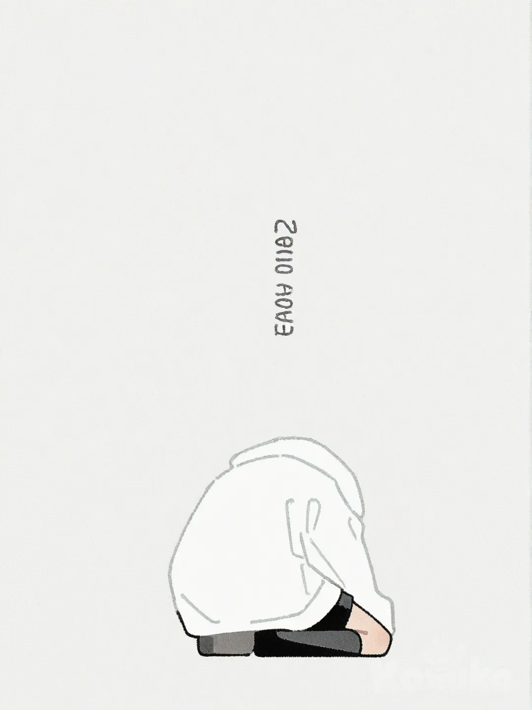 Female only, low-angle_view, 
kneeling, 
[thick-outline-style], clean background, white background, full body