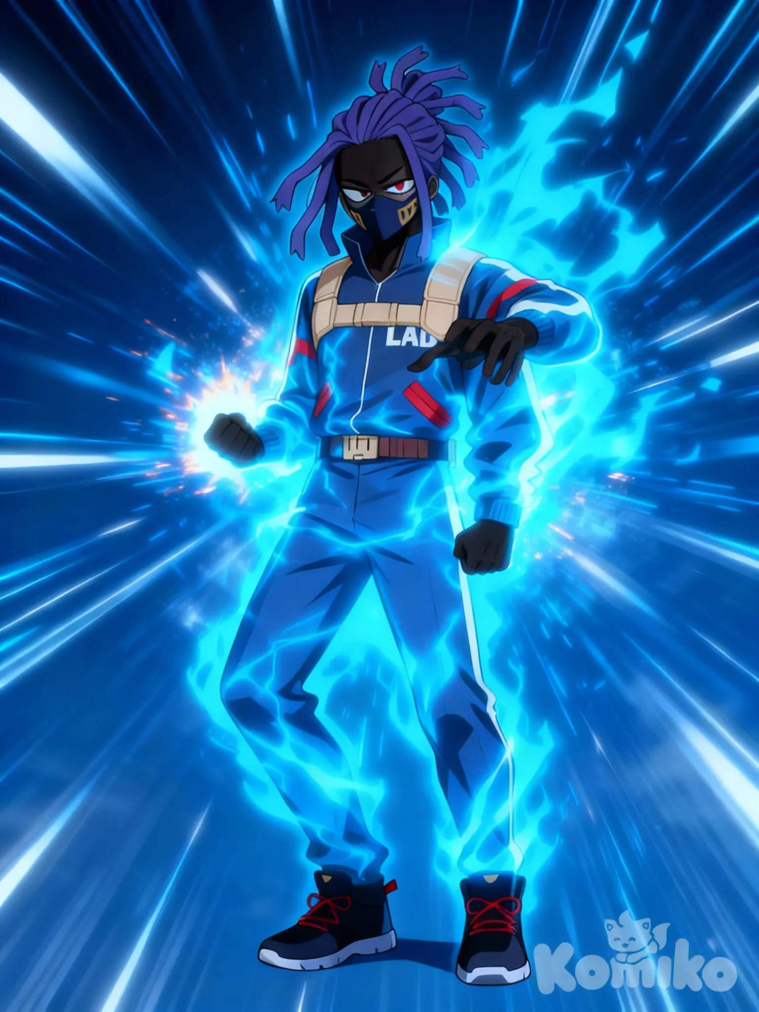 black skin, powering up, fighting