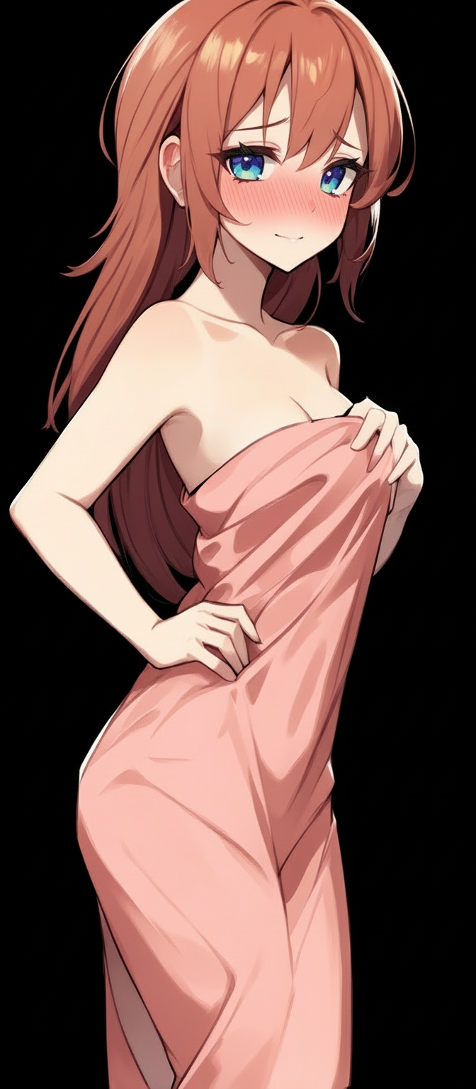 A Girl in pink towel.flush