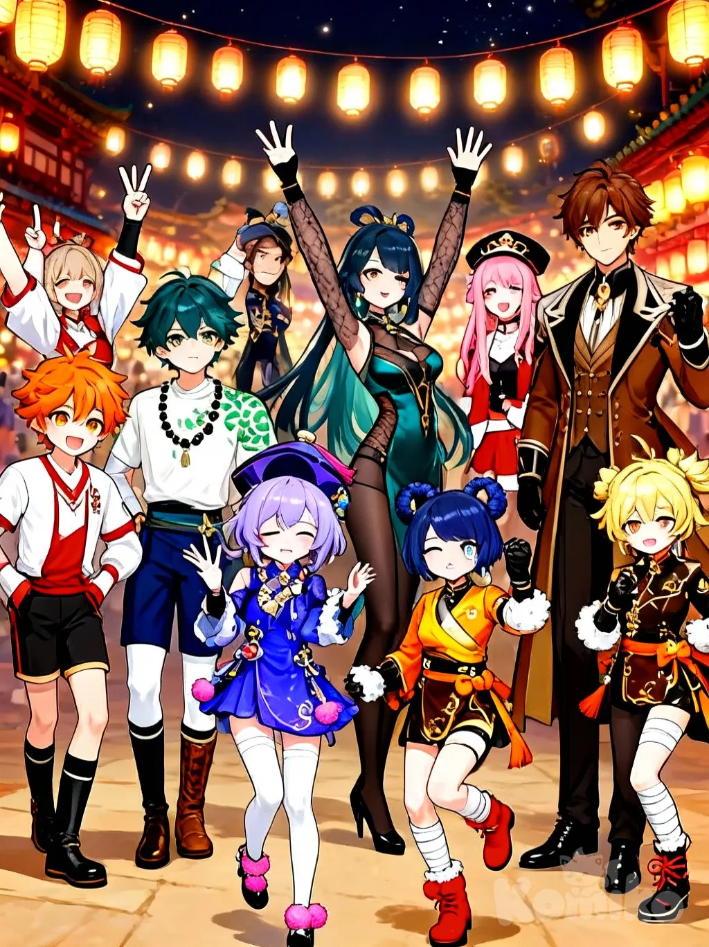 @Aether_(Genshin_Impact), @Boo_Tao_(Genshin_Impact), @Hu_Tao_(Genshin_Impact), v sign, waving, @Paimon_(Genshin_Impact), 2people, 1boy, 2girls, looking at viewer, light, sle, 1girl, 1boy, 1girl, 2people, 2boys, @Kaedehara_Kazuha, @Keqing_(Genshin_Impact), @Lumine_(Genshin_Impact), @Mona_(Genshin_Impact), @Ningguang_(Genshin_Impact), @Qiqi_(Genshin_Impact), @Tartaglia_(Genshin_Impact), @Xianyun_(Genshin_Impact), @Xiao_(Genshin_Impact), @Xingqiu_(Genshin_Impact), @Yanfei_(Genshin_Impact), @Zhongli_(Genshin_Impact), @Yoimiya_(Genshin_Impact), @Yelan_(Genshin_Impact), @Xiangling_(Genshin_Impact), [sweet-painting-style], smile, laughing, smirk, blush, frown, expressionless, shocked, depressed, crying, evil smile, angry, disappointed, open mouth, tears, half-, happy tears, closed eyes, embarrassed, half-closed eyes, one eye closed, sleepy, scared, surprised, nervous, shy, excited, worried, confused, bored, sleeping, sad, seductive smile, blank eyes, nervous smile, empty eyes, blank stare, serious, dancing, singing, heart hands, hands in pockets, looking back, head tilt, wiping tears, jumping, walking, running, stretching, crossed arms, arms up, hands up lantern rite