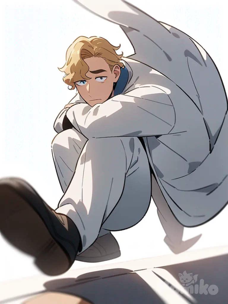 1boy, harvey harvington, single character, full body, looking at viewer, anime style, simple background, white background