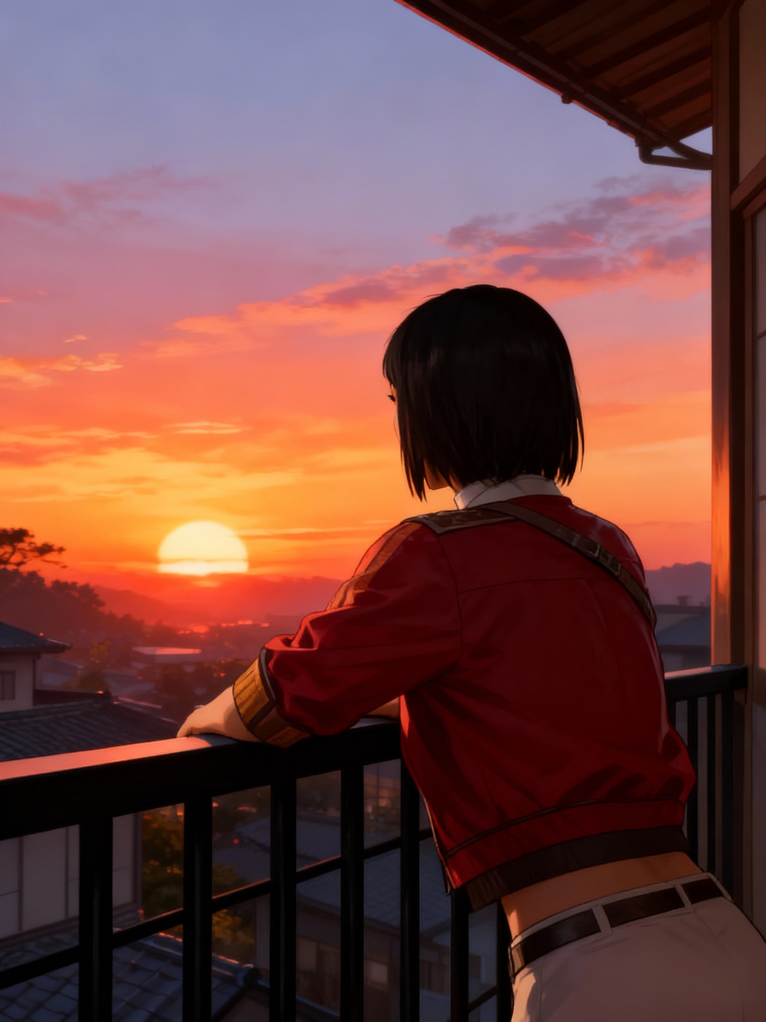 Ronin watches the sunset