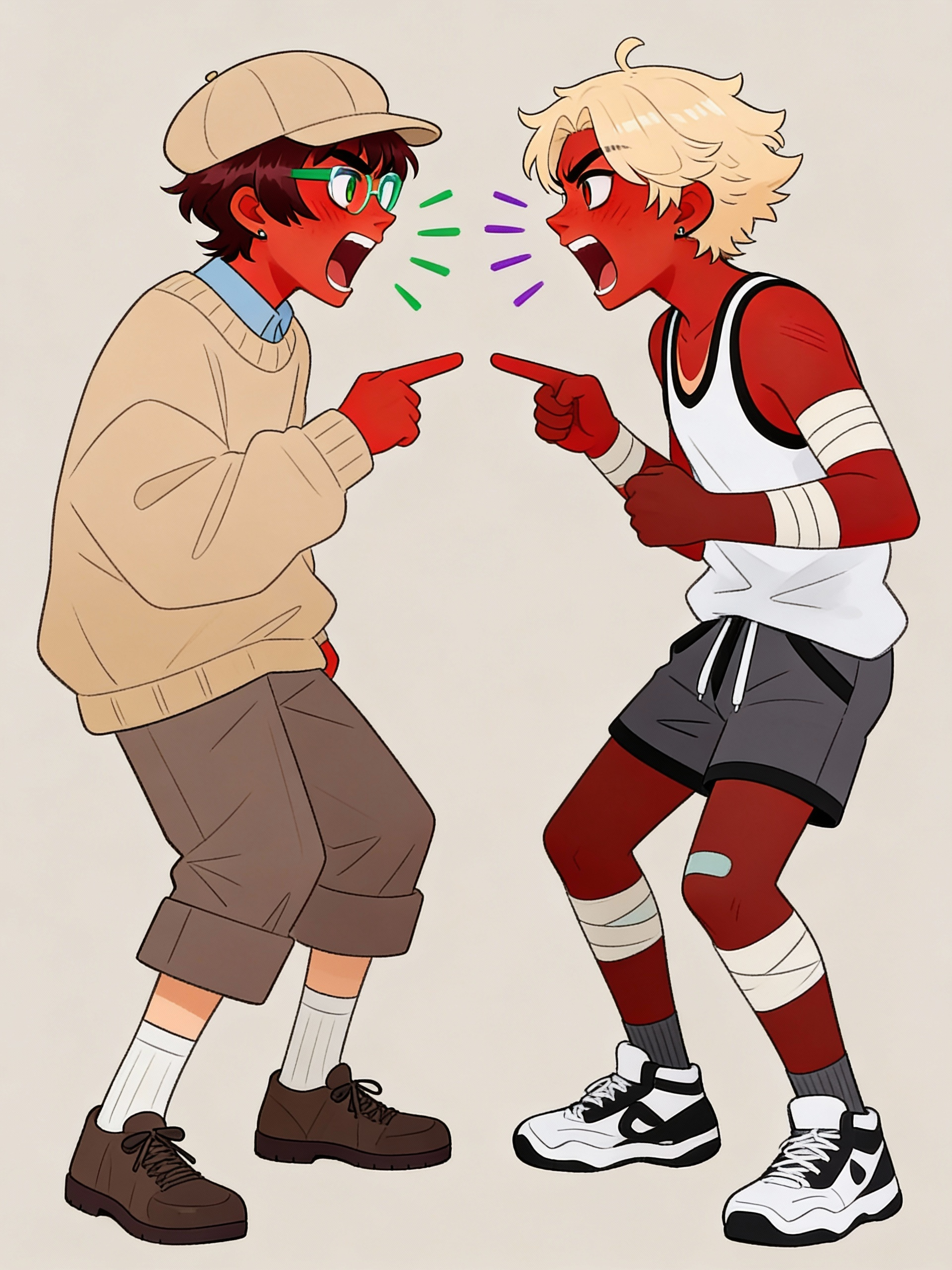 Olu and Mazie arguing on whether or not green or purple is better... 