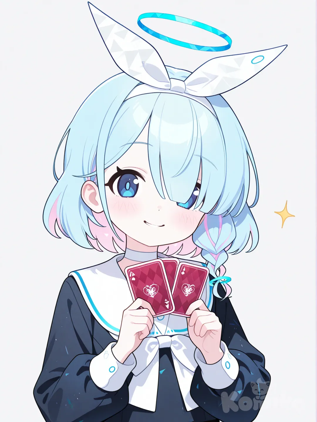 1girl,child, arona (blue archive), playing card