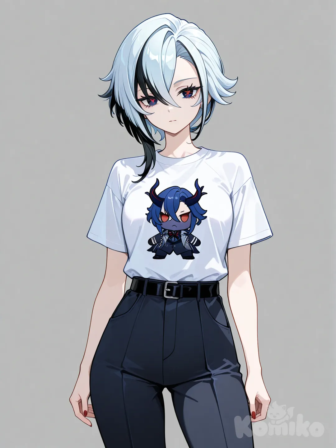 @Arlecchino_(Genshin_Impact), t-shirt, suit pants