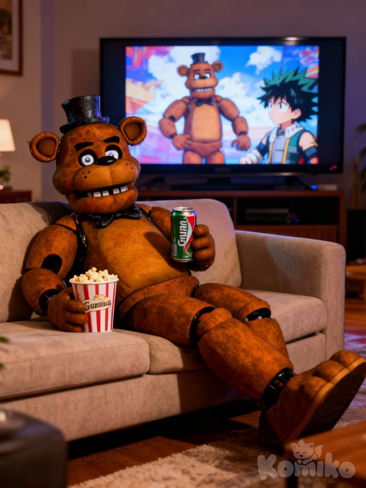 Freddy fazber  aproveitando as férias em casa