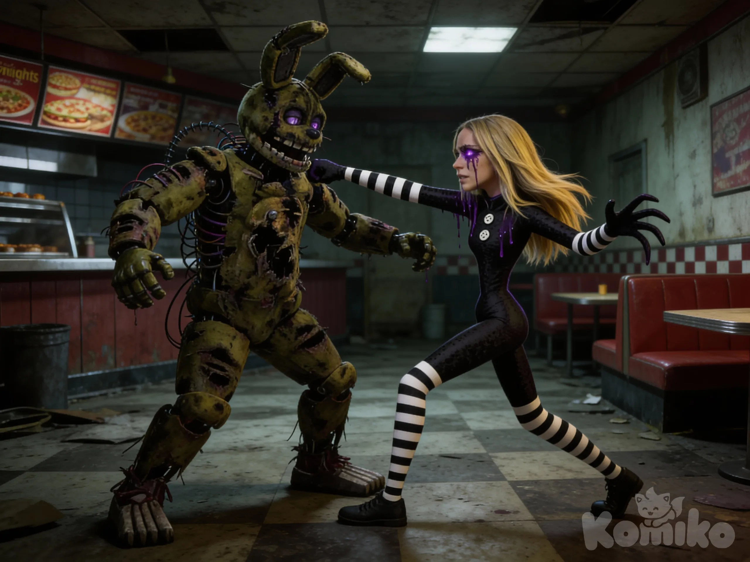springtrap vs Vanessa possuída pela puppet