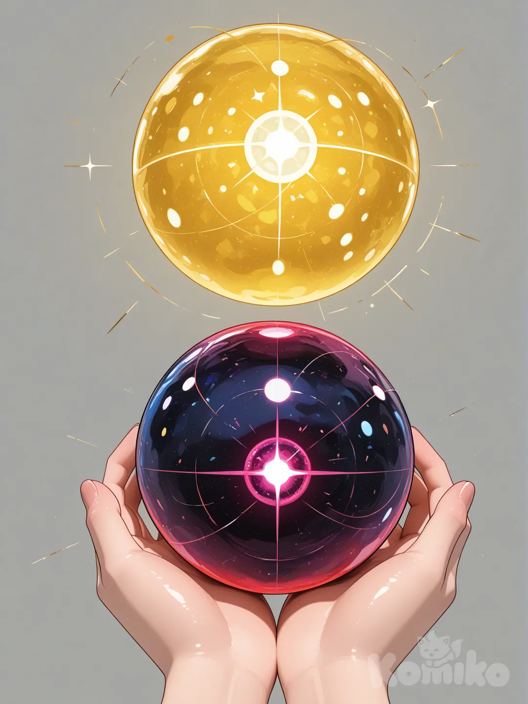 Prompt para imagem:
Crie uma imagem colorida e alegre com um fundo claro onde flutuem cinco bolas de salão grandes e brilhantes. Cada bola tem uma cor básica: magenta﻿, vermelho﻿, amarelo﻿, branco﻿, preto﻿. No nível seguinte da imagem, mostre duas dessas bolas a se tocarem e formando uma nova bola com uma cor resultante da mistura, por exemplo: vermelho﻿ + amarelo﻿ formando laranja﻿; amarelo﻿ + magenta﻿ formando rosa﻿; vermelho﻿ + magenta﻿ formando roxo﻿; branco﻿ + preto﻿ formando cinzento﻿. Inclua legendas em português com os nomes das cores junto a cada bola e seta indicando as misturas, para ajudar na explicação didática.