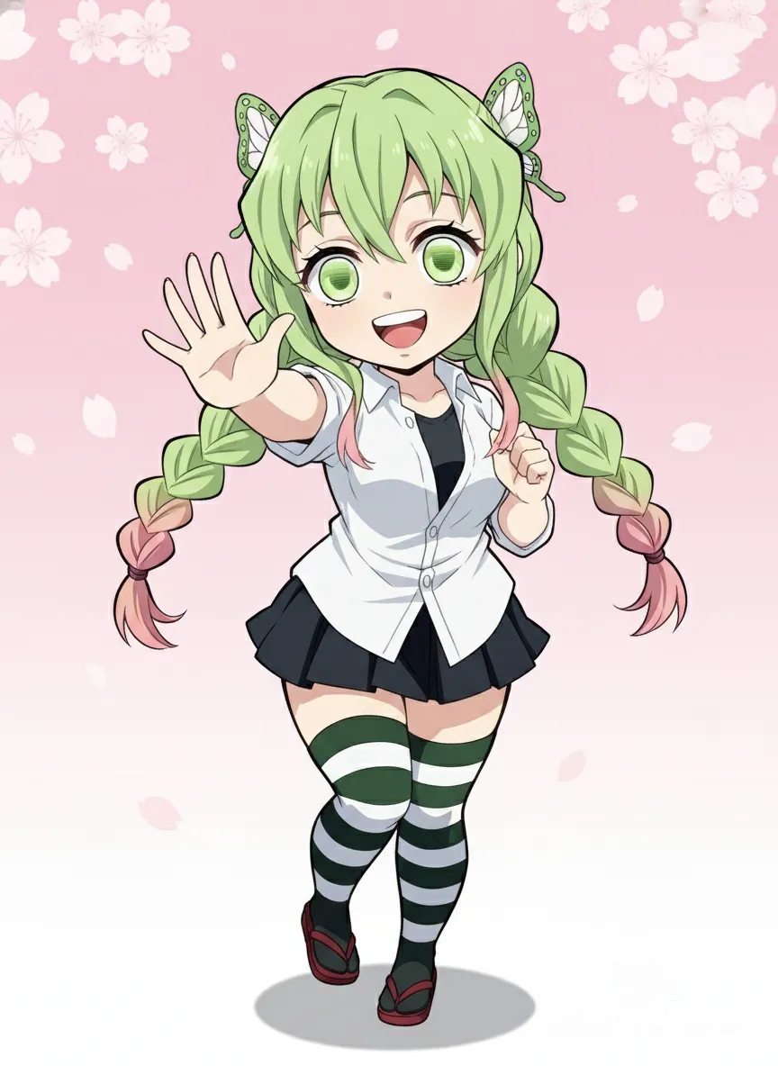 Kanroji Mitsuri, high five, smile, chibi