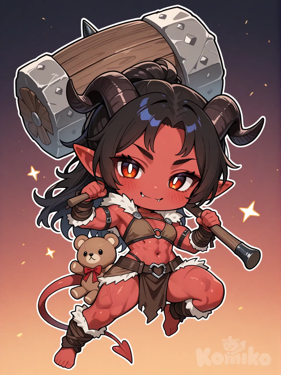  chibi Tiefling  Barbarian 