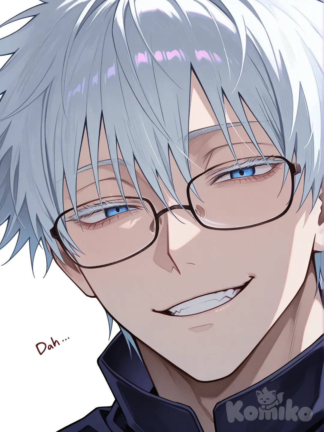 Make gojo with glasses from jjk his eyes softening and smiling