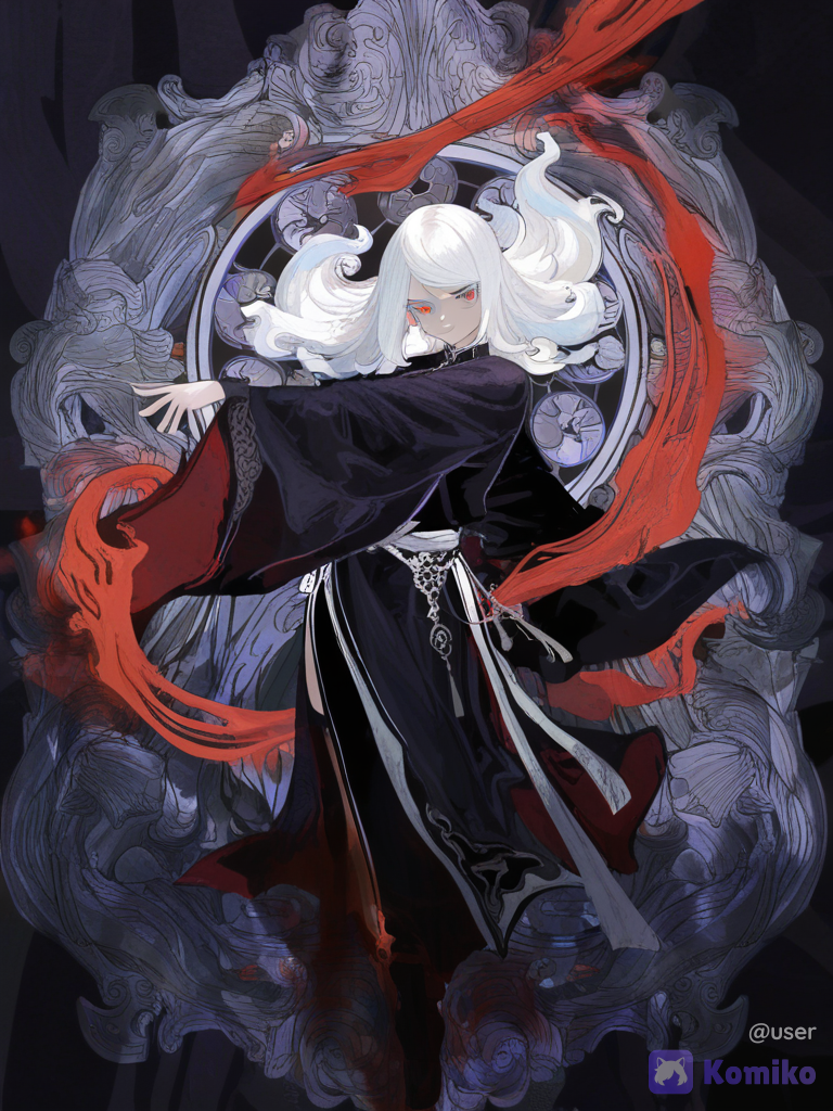 Best aesthetic, great quality, sketch. Pure White hair, Best aesthetic, great quality, sketch. White hair, red eyes, YOUNG ADULT HANDSOME MAN. 18 years old. COOL BLACK LUXURIOUS CHINESE HEAVENLY DEMON ROBE. Best cool pose. Fish eyeer view. Manga like. Sun Wukong like. Manga paint. Manga quality., [watercolor-illustration-style]