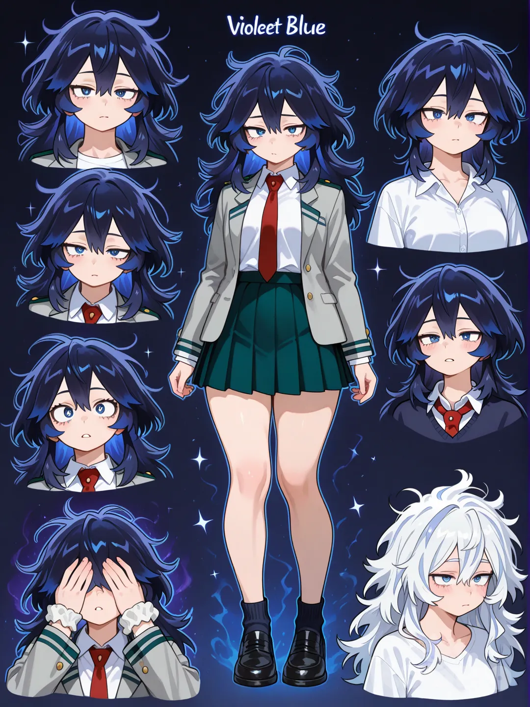 1girl, My Hero Academia style, original character in the world of My Hero Academia, teenager,17 years old, slim, short, kinda curvy, fair skin



ChatGPT
You said:
Hello I am making a my hero academia oc her name is Kosumo Mokuteki her quirk has something to do with cosmic space she's introvert first help me with hair color and style
ChatGPT said:
Here are some hair color + style ideas that fit a cosmic-space-themed, introverted My Hero Academia OC like Kosumo Mokuteki. I’ll give you options with different vibes so you can pick what feels right:

🌌 Color Ideas (Cosmic-Themed)
1. Nebula Purple
A soft purple base with tiny streaks of lighter lavender or midnight blue.

Matches “galaxy” aesthetics without being too loud for an introvert.

2. Star-Black
Jet-black hair with faint shimmering silver strands (like stardust).

Looks normal at a distance but magical up close.

3. Midnight Blue
Deep navy with subtle gradients toward turquoise or violet at the tips.

Reflective of calm night-sky energy.

4. Soft Silver/Platinum
Gives her an ethereal, cosmic-born look.

Works really well if her quirk gives off glow or energy effects.

5. Dark Brown With Cosmic Highlights
Mostly natural-color hair with thin streaks of purple, blue, or silver.

Great if you want her cosmic vibe to be subtle.

🌠 Style Ideas (Fits Introverted / Quiet Personality)
1. Long, Straight, Soft Layers
Simple, elegant, quiet.

The cosmic coloring stands out without the style being too flashy.

2. Low Ponytail or Side Ponytail
Practical for combat.

Gives her a reserved, tidy vibe.

3. Shoulder-Length With Wispy Bangs
Soft, approachable, but still modest.

Bangs help partially hide her face—perfect for an introvert.

4. Half-Up Bun (“Galaxy Bun”)
The top bun can look like a tiny planet.

Still subtle if the rest of the hair flows naturally.

5. Short Bob With Subtle Waves
If you want her to look calm and thoughtful.

Works well with dark or silver shades.

🌙 A few strong combinations
Black hair with silver stardust + low ponytail

Midnight blue ombré + straight hair with side bangs

Lavender highlights on dark brown + shoulder-length cut

Silver hair + soft waves and curtain bangs

Nebula purple + half-up cosmic bun

If you want, I can help you:
✨ pick the best one based on her personality
✨ design her hero costume
✨ refine her quirk concept
✨ create her backstory or hero name

Which hair concept do you like most?

You said:
How about some nice dark blue hair with white highlights and a long fluffy messy woldcut
ChatGPT said:
That sounds perfect for her cosmic theme and introverted vibe!
Here’s a polished version of that idea so you can visualize it clearly:

🌌 Hair Concept for Kosumo Mokuteki
Color
Base: Deep dark blue—like a night sky just before midnight.

Highlights: Thin, scattered white streaks that resemble starlight.

The contrast gives her a natural “galaxy shimmer” without being too flashy.

Style
Long, fluffy, messy wolfcut

Lots of layered texture, with longer pieces in the back.

Wispy front layers that frame her face, great for an introvert who likes some cover.

The fluffy, uneven layers give her a wild, cosmic energy—like a drifting nebula that still feels soft.

Optional extra touches
The white highlights could concentrate at the tips, like fading starlight.

When she uses her quirk, the white streaks could glow faintly.

The messy wolfcut makes her look effortlessly cool, not overly styled—perfect for a quiet character. 

Eyes:

Violet-Blue

A muted indigo that hints at space and nebula energy.

Unique but still gentle.

Eye shape:

Soft, Downturned Eyes

Gives a calm, thoughtful, gentle expression.

Fits an introverted character who observes more than she speaks.

Narrow, Sleepy Eyes

Suggests someone quiet, reserved, and introspective.

Works great for characters who stay in their own world.

Face & Skin:

ChatGPT
You said:
Hello I am making a my hero academia oc her name is Kosumo Mokuteki her quirk has something to do with cosmic space she's introvert first help me with hair color and style
ChatGPT said:
Here are some hair color + style ideas that fit a cosmic-space-themed, introverted My Hero Academia OC like Kosumo Mokuteki. I’ll give you options with different vibes so you can pick what feels right:

🌌 Color Ideas (Cosmic-Themed)
1. Nebula Purple
A soft purple base with tiny streaks of lighter lavender or midnight blue.

Matches “galaxy” aesthetics without being too loud for an introvert.

2. Star-Black
Jet-black hair with faint shimmering silver strands (like stardust).

Looks normal at a distance but magical up close.

3. Midnight Blue
Deep navy with subtle gradients toward turquoise or violet at the tips.

Reflective of calm night-sky energy.

4. Soft Silver/Platinum
Gives her an ethereal, cosmic-born look.

Works really well if her quirk gives off glow or energy effects.

5. Dark Brown With Cosmic Highlights
Mostly natural-color hair with thin streaks of purple, blue, or silver.

Great if you want her cosmic vibe to be subtle.

🌠 Style Ideas (Fits Introverted / Quiet Personality)
1. Long, Straight, Soft Layers
Simple, elegant, quiet.

The cosmic coloring stands out without the style being too flashy.

2. Low Ponytail or Side Ponytail
Practical for combat.

Gives her a reserved, tidy vibe.

3. Shoulder-Length With Wispy Bangs
Soft, approachable, but still modest.

Bangs help partially hide her face—perfect for an introvert.

4. Half-Up Bun (“Galaxy Bun”)
The top bun can look like a tiny planet.

Still subtle if the rest of the hair flows naturally.

5. Short Bob With Subtle Waves
If you want her to look calm and thoughtful.

Works well with dark or silver shades.

🌙 A few strong combinations
Black hair with silver stardust + low ponytail

Midnight blue ombré + straight hair with side bangs

Lavender highlights on dark brown + shoulder-length cut

Silver hair + soft waves and curtain bangs

Nebula purple + half-up cosmic bun

If you want, I can help you:
✨ pick the best one based on her personality
✨ design her hero costume
✨ refine her quirk concept
✨ create her backstory or hero name

Which hair concept do you like most?

You said:
How about some nice dark blue hair with white highlights and a long fluffy messy woldcut
ChatGPT said:
That sounds perfect for her cosmic theme and introverted vibe!
Here’s a polished version of that idea so you can visualize it clearly:

🌌 Hair Concept for Kosumo Mokuteki
Color
Base: Deep dark blue—like a night sky just before midnight.

Highlights: Thin, scattered white streaks that resemble starlight.

The contrast gives her a natural “galaxy shimmer” without being too flashy.

Style
Long, fluffy, messy wolfcut

Lots of layered texture, with longer pieces in the back.

Wispy front layers that frame her face, great for an introvert who likes some cover.

The fluffy, uneven layers give her a wild, cosmic energy—like a drifting nebula that still feels soft.

Optional extra touches
The white highlights could concentrate at the tips, like fading starlight.

When she uses her quirk, the white streaks could glow faintly.

The messy wolfcut makes her look effortlessly cool, not overly styled—perfect for a quiet character.

If you want, I can help you next with:
✨ her eye color
✨ her quirk details
✨ her hero costume
✨ her hero name

Which do you want to work on next?

You said:
Eye color and shape she's introverted
ChatGPT said:
Here are some eye color + eye shape ideas that match an introverted, cosmic-themed character like Kosumo Mokuteki:

🌙 Eye Color Ideas (Cosmic & Soft)
1. Deep Midnight Blue
Almost black unless light hits it.

Gives her a calm, mysterious aura.

Matches her dark-blue hair perfectly.

2. Silver-Grey
Soft, reflective, slightly ethereal.

Feels “star-like” without being intense.

Works well for introverts—quiet but striking.

3. Violet-Blue
A muted indigo that hints at space and nebula energy.

Unique but still gentle.

4. Pale Ice Blue
Soft, quiet, almost glowy.

Looks dreamy and distant—great for a space-themed introvert.

5. Cosmic Gradient (subtle)
Mostly dark blue with a faint shift to white or silver near the pupil.

Looks like a tiny galaxy swirl if someone looks closely.

🌘 Eye Shape Ideas (Introverted Personality)
1. Soft, Downturned Eyes
Gives a calm, thoughtful, gentle expression.

Fits an introverted character who observes more than she speaks.

2. Narrow, Sleepy Eyes
Suggests someone quiet, reserved, and introspective.

Works great for characters who stay in their own world.

🌌 Face Structure
 Soft, Delicate Features
Smooth jawline, not sharp or angular.

Slightly rounded cheeks that give a gentle, approachable look.

Works well for an introverted character who isn’t trying to look intimidating.

 Small, Subtle Nose
A straight or slightly upturned nose fits her quiet aesthetic.

Nothing too bold or dramatic.

 Soft Lips
Lightly defined, natural-looking lips.

Maybe a soft “resting neutral” expression—not smiling often but not frowning either.

Gives her a calm, observant look.

 Bangs + Hidden Expression
Her wolfcut’s wispy bangs partially cover her forehead and eyes.

This adds to her shy and mysterious presence

Uniform:

Kosumo wears the standard U.A. uniform but with soft, introverted touches. Her grey blazer is slightly oversized with sleeves that cover part of her hands and subtle silver star-like stitching on the cuffs. She keeps her white shirt relaxed with the top button undone, and her red tie loosely tied. She usually chooses the dark teal skirt with navy shorts underneath (or pants if you want that version). Her black shoes have tiny star-shaped stitching, and she often has a white scrunchie on her wrist. Overall, her uniform is neat, soft, and quietly cosmic—matching her shy, space-themed aesthetic.


Character Sheets , expressions, cosmic quirk.