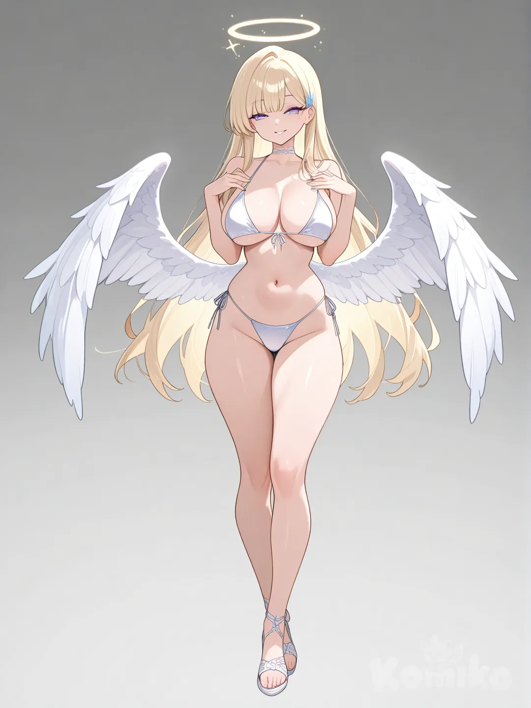 Less close big boobs, long legs, bikini, blonde hair, 
Sexy, angel