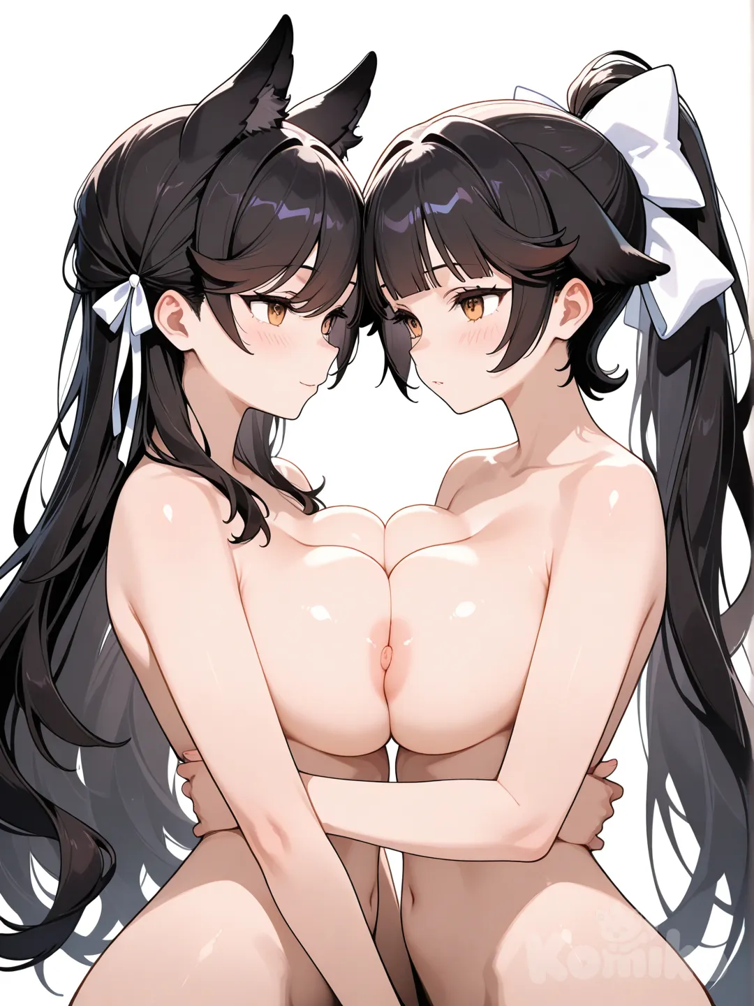Takao (Azur Lane), Atago (Azur Lane)，symmetrical docking，nipple-to-nipple，nipples，breast press