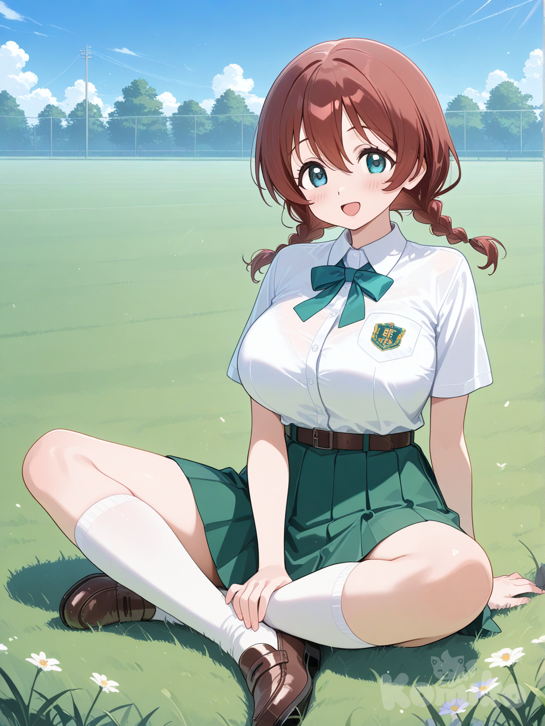 Emma verde short criss cross legs