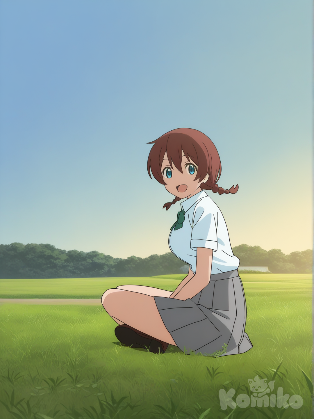 Emma Verde Sitting On Grass