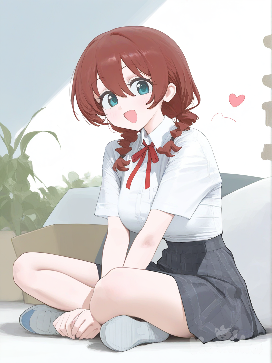 Emma Verde, anime, sitting,