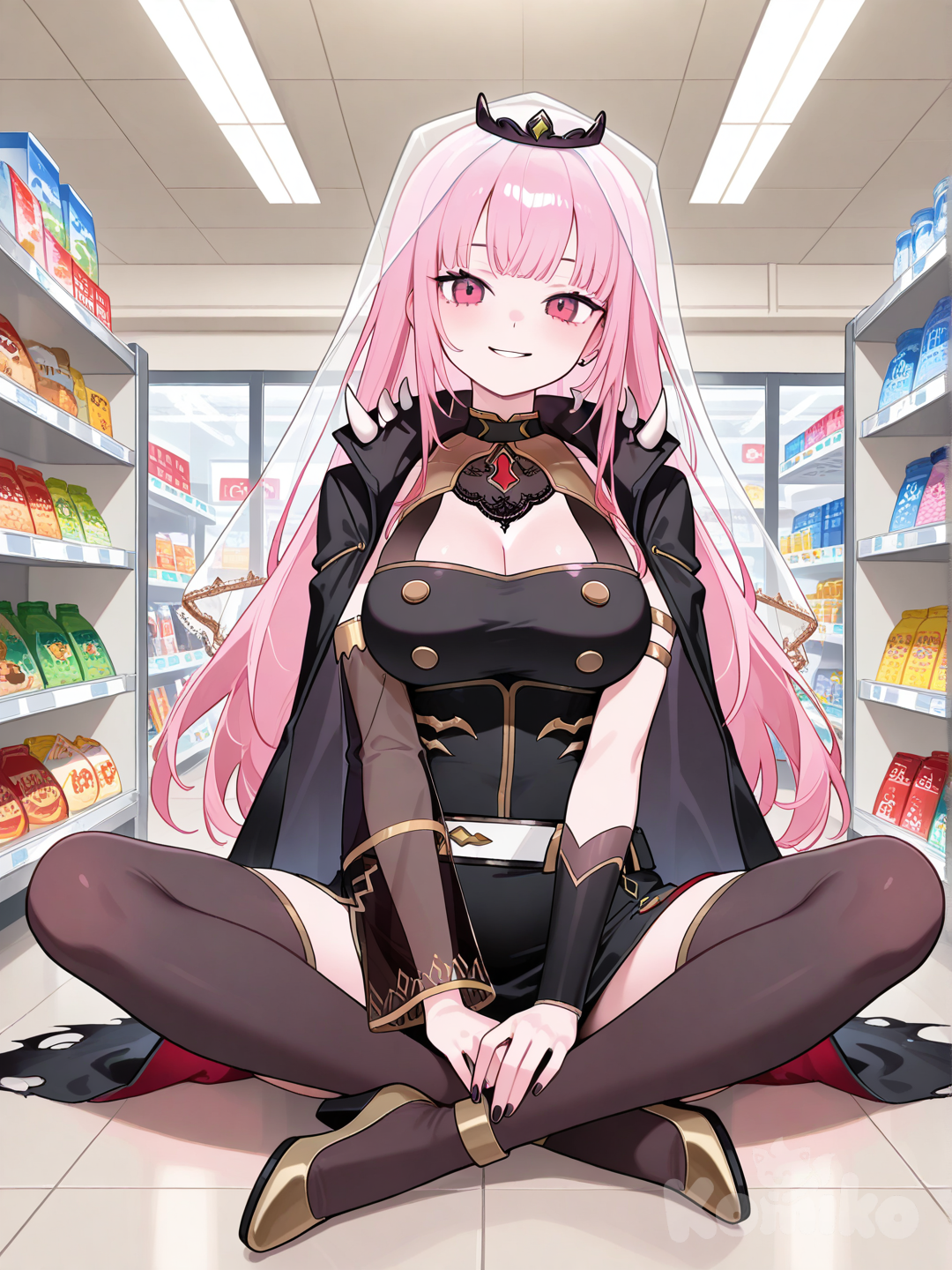 Mori Calliope, Sitting, Store