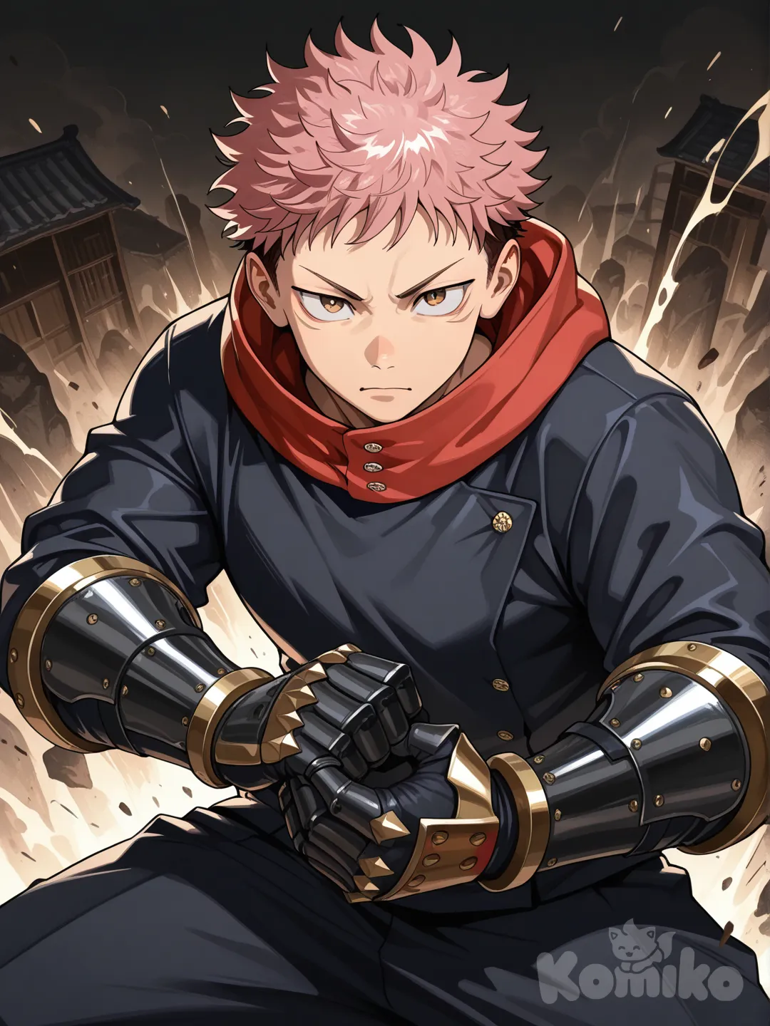 itadori yuuji, using gauntlets