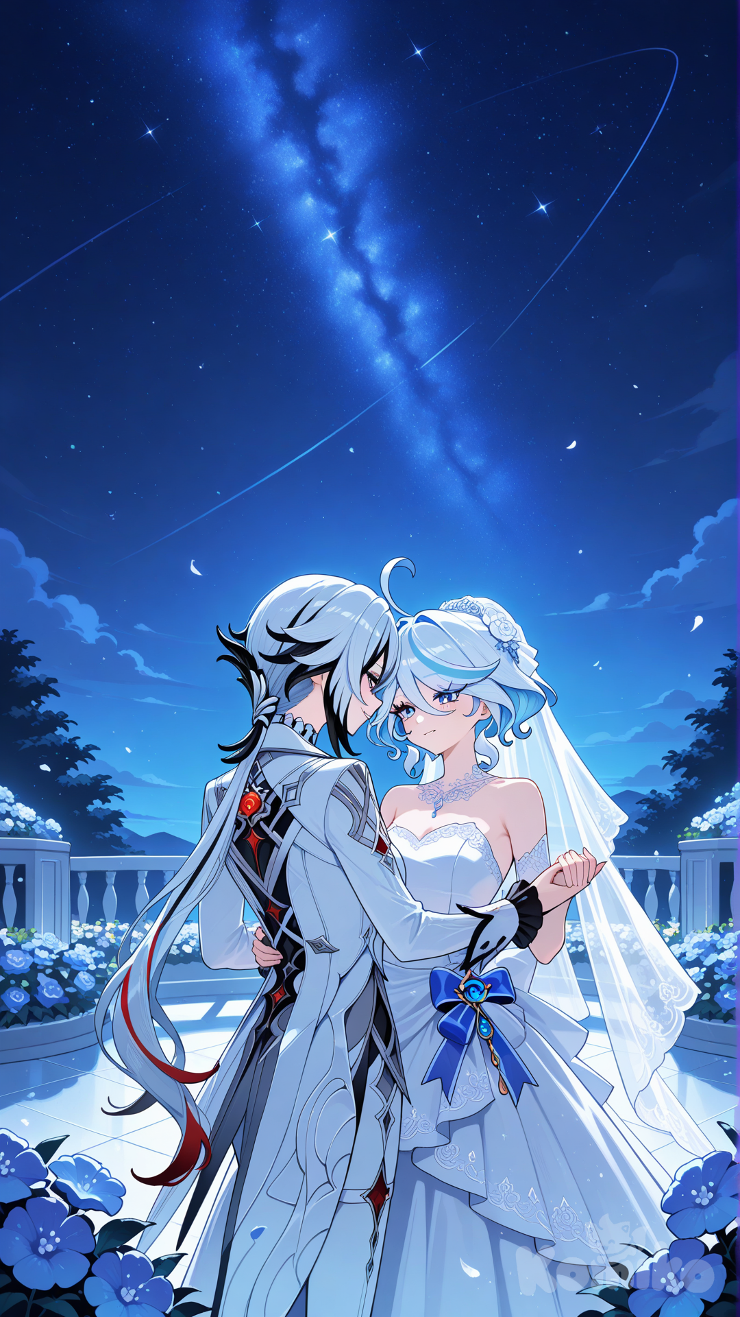 #@Furina_(Genshin_Impact) white wedding dress #@Arlecchino_(Genshin_Impact) white wedding