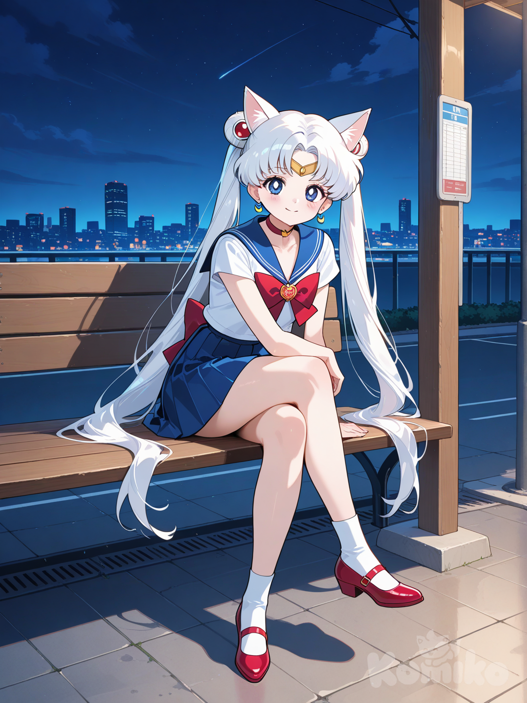 Sailor Moon Cat in Bus Stop