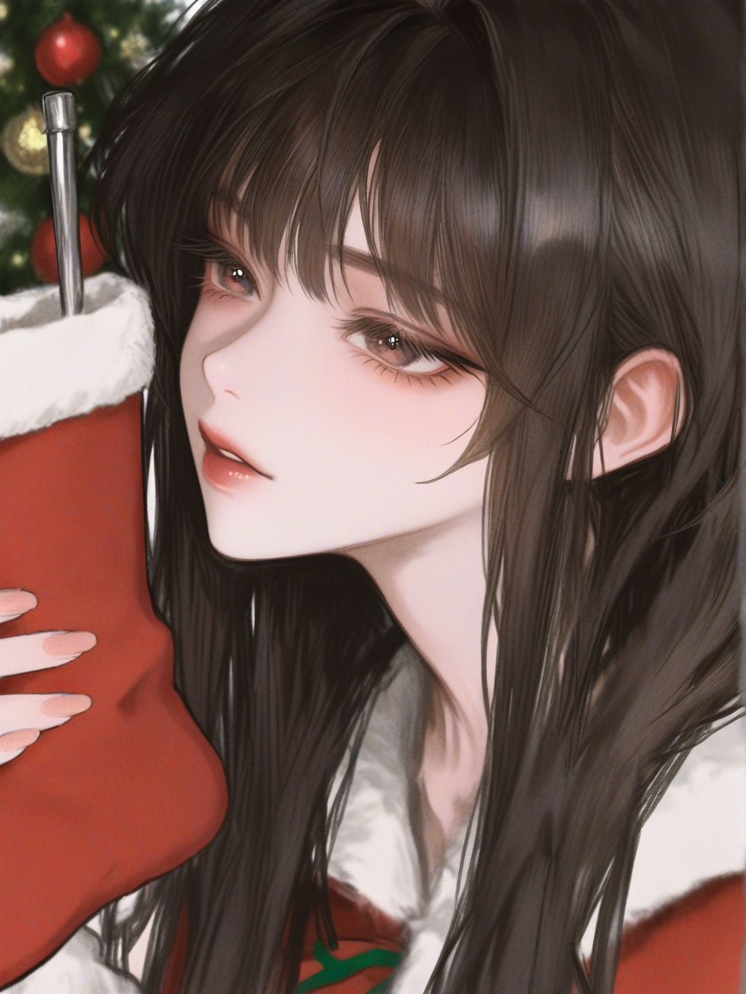 [semi-realistic-portrait-style], christmas, christmas stocking