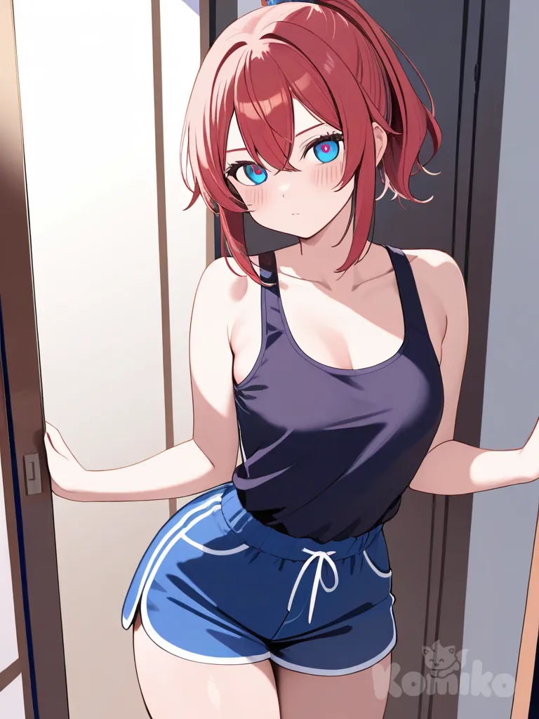 Red haired lady in sports clothing 