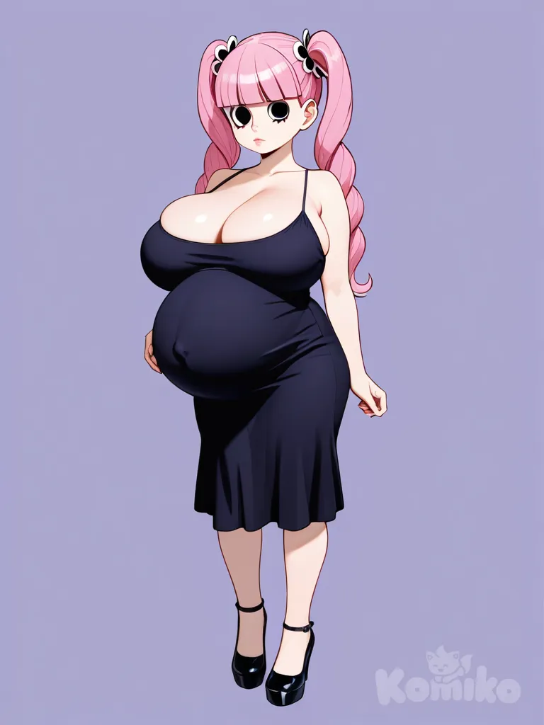 dress, pregnant, full body, huge breasts, @Perona