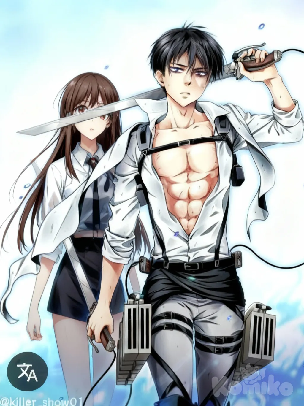 1boy, 1girl, 2people, Iguro Obanai