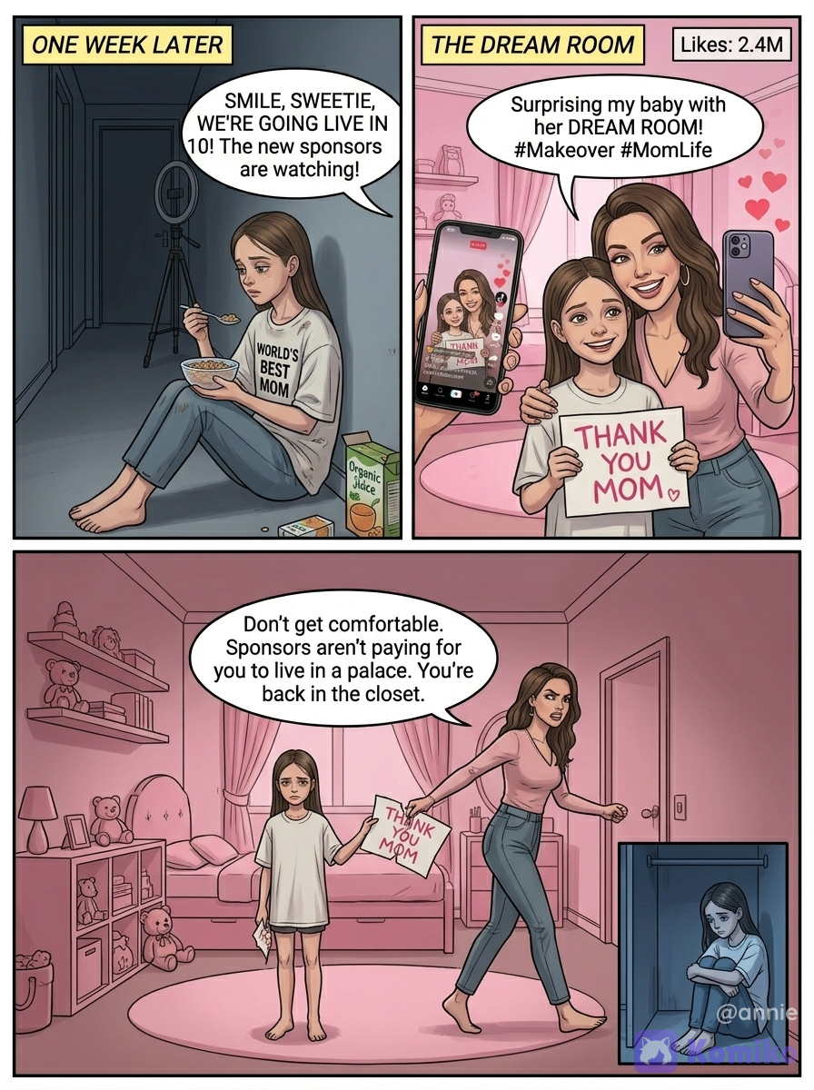 A orphan who is adopted by a TikTok influencer for clout and get treated very badly when they’re not on camera