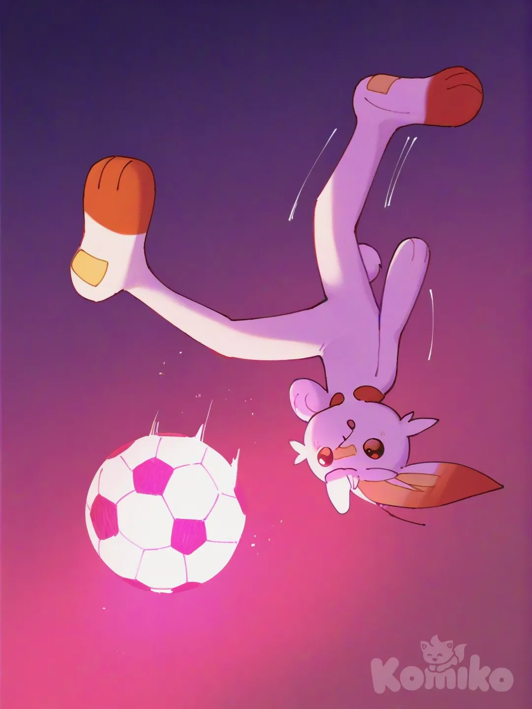 [pokemon-style], @Scorbunny A somersault, kicking a football with lights on it.