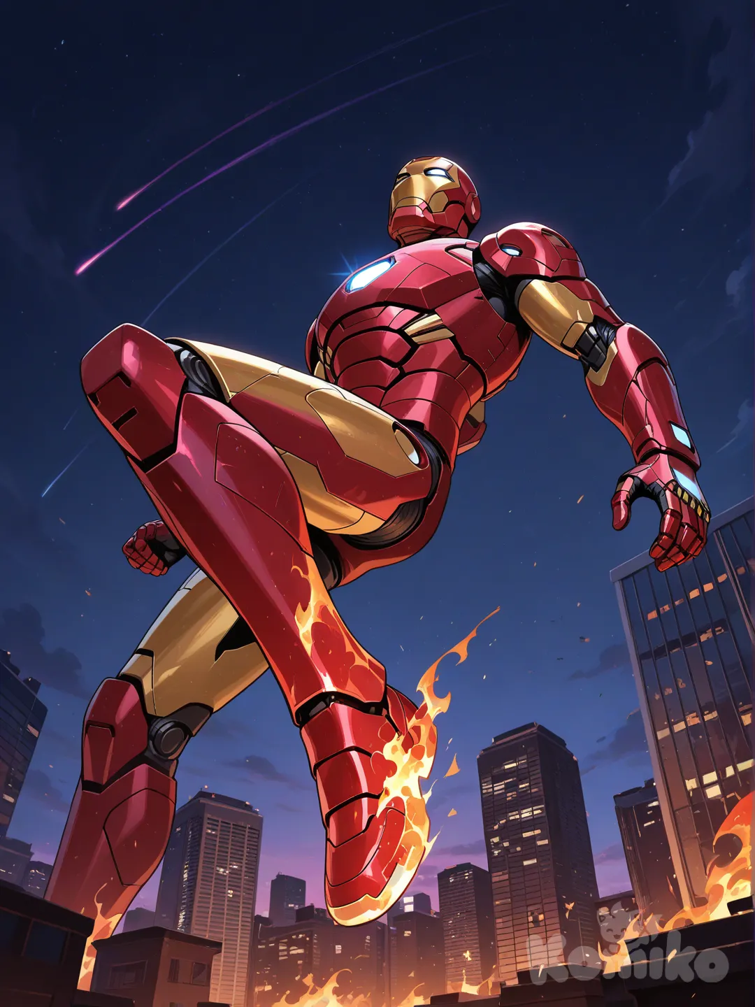 Iron Man in the raging battle 