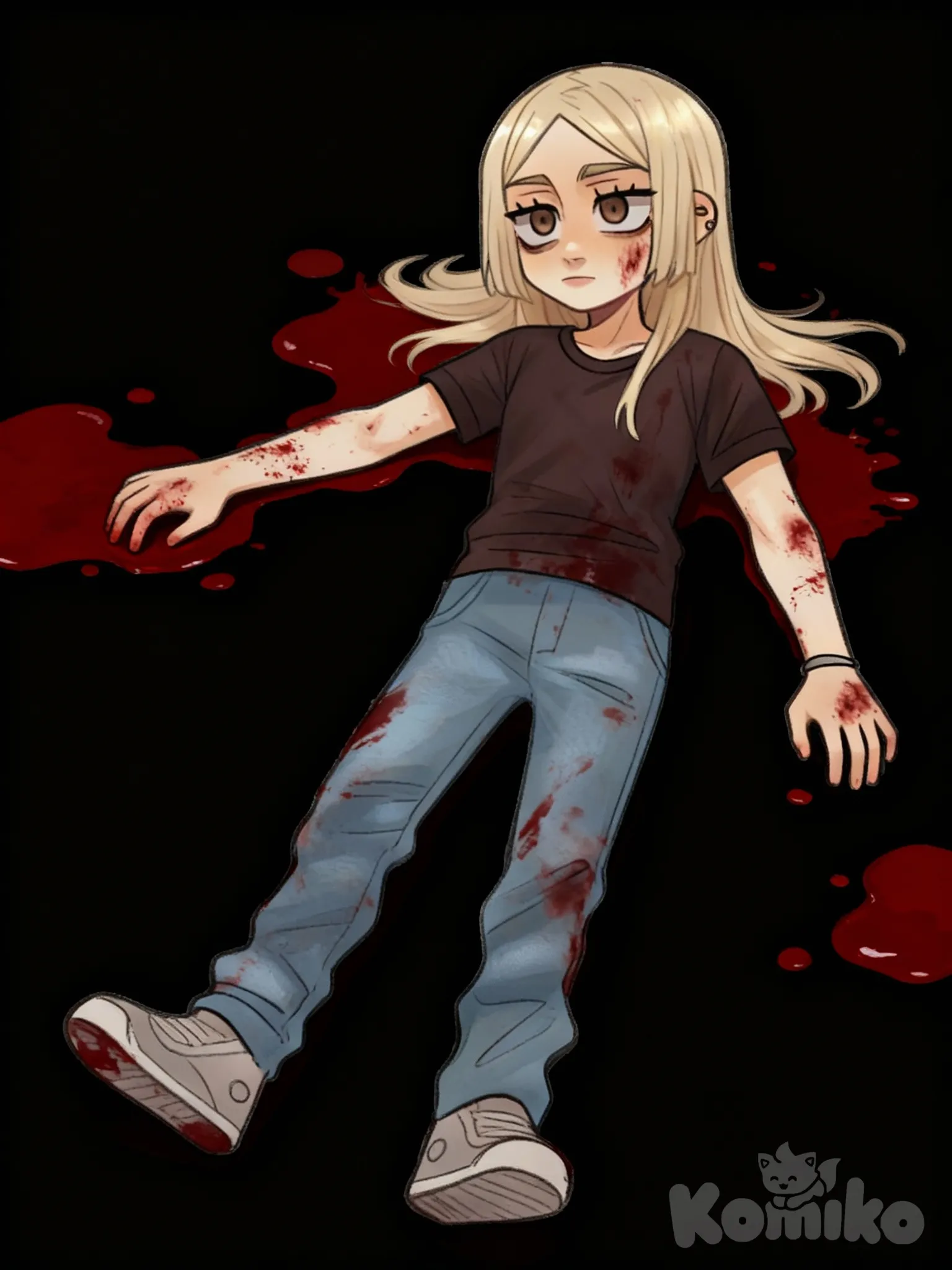 codel olya, сделай чтобы она лежала вся в крови