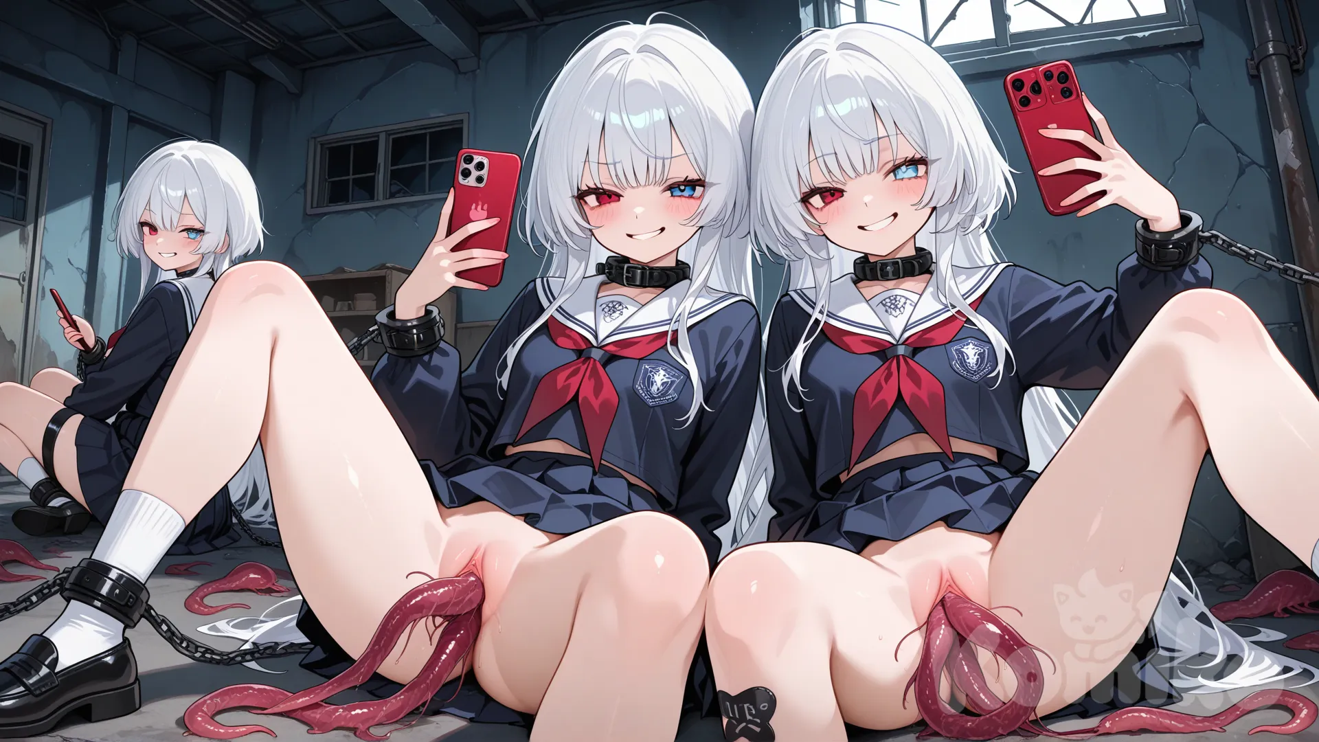 Twin girl with parasute 2