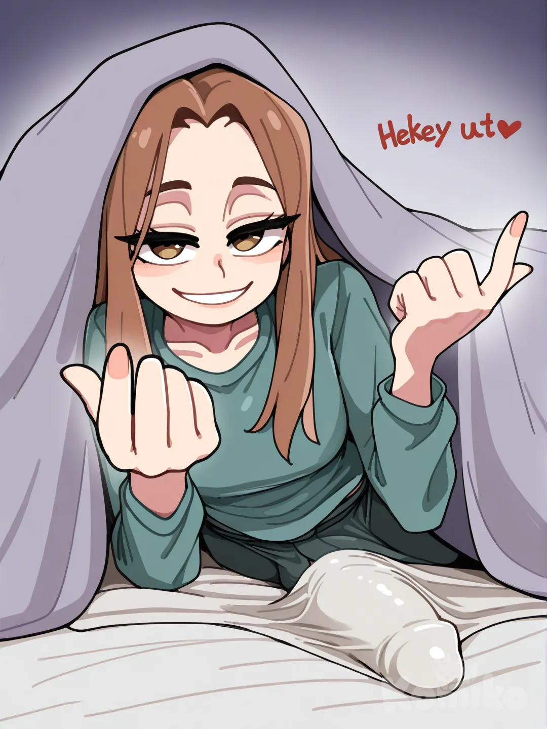 futanari bulge, medium dick, full body,calling you to come under the covers , [clean-lines-style]