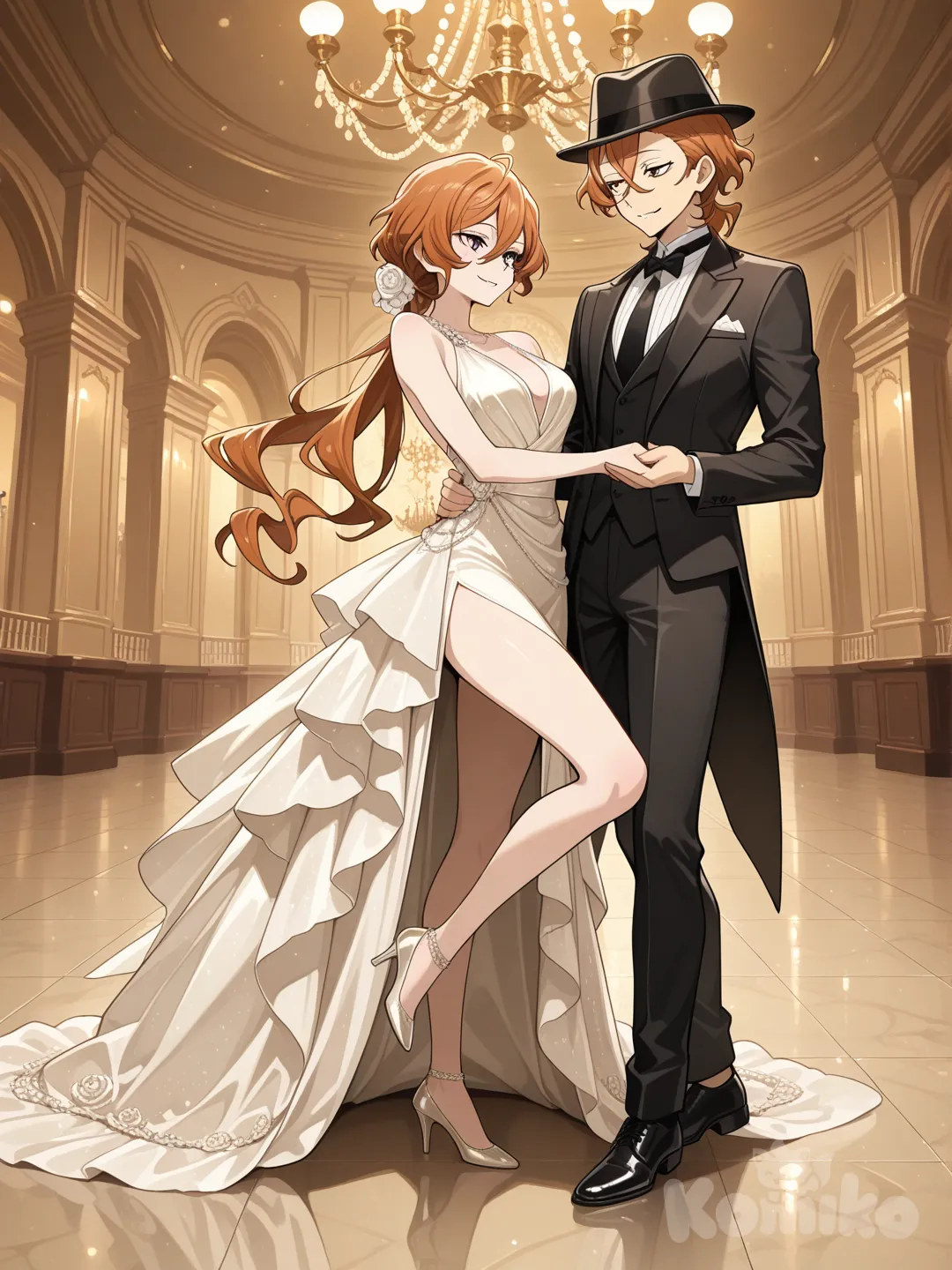 Чуя и девушка танцуют