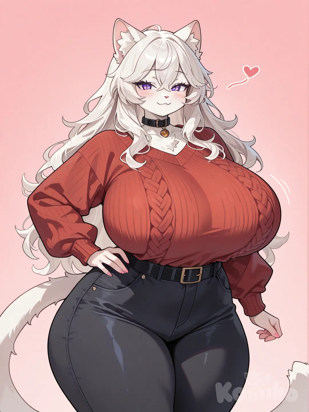 Curvy long haired cat anthro cute thicc big breasts big butt big hips curvy model thicc thighs sweet big hearted long smooth soft hair fluffy furry