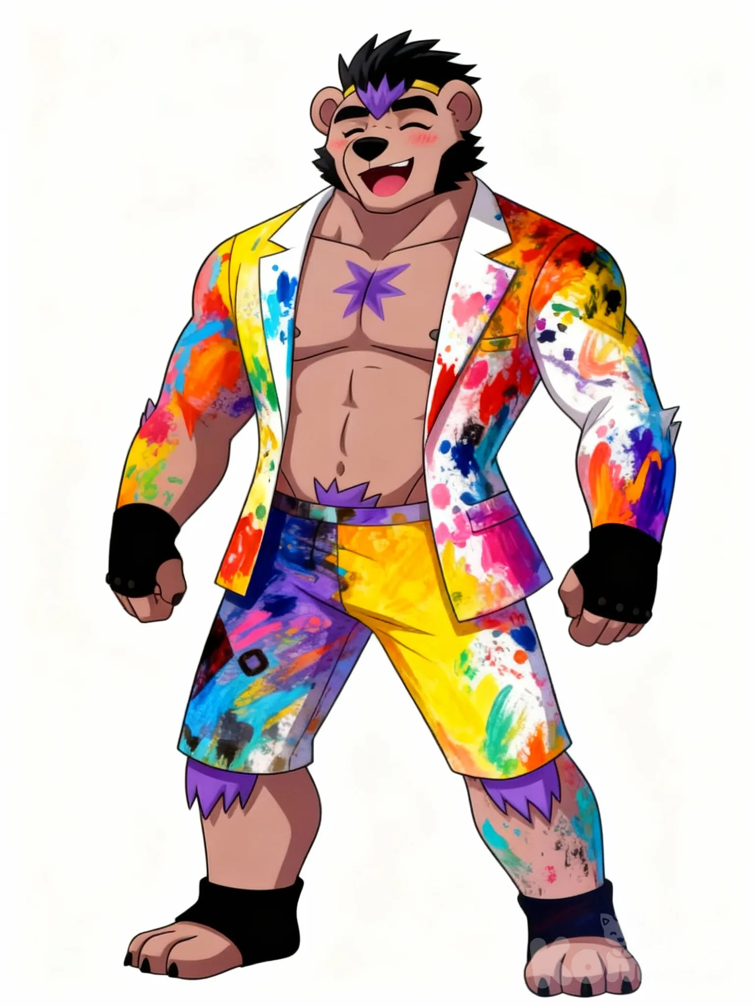 KomikoAI oso antropomorfo estilo fandom con una súper pose y diferente ropa y enamorado dibujo fandom 2D con una pose artística hombre cemi desnudo sabroso que ocupa toda la imagen fondos de pantalla y una pose artística y traje artístico y con mucha pintura por todo su cuerpo rebosando y estilo fondo de pantalla Gemini_Generated_Image_t2e9i3t2e9i3t2e9